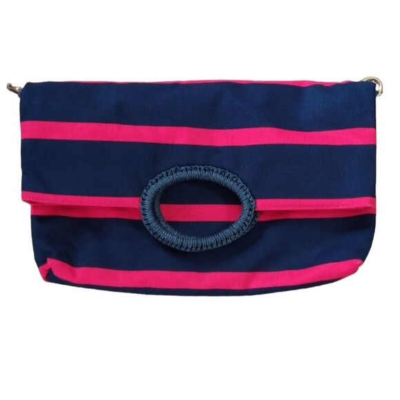NWOT Talbots Large Nautical Striped Canvas Tote Clutch Shoulder Bag - Picture 4 of 9